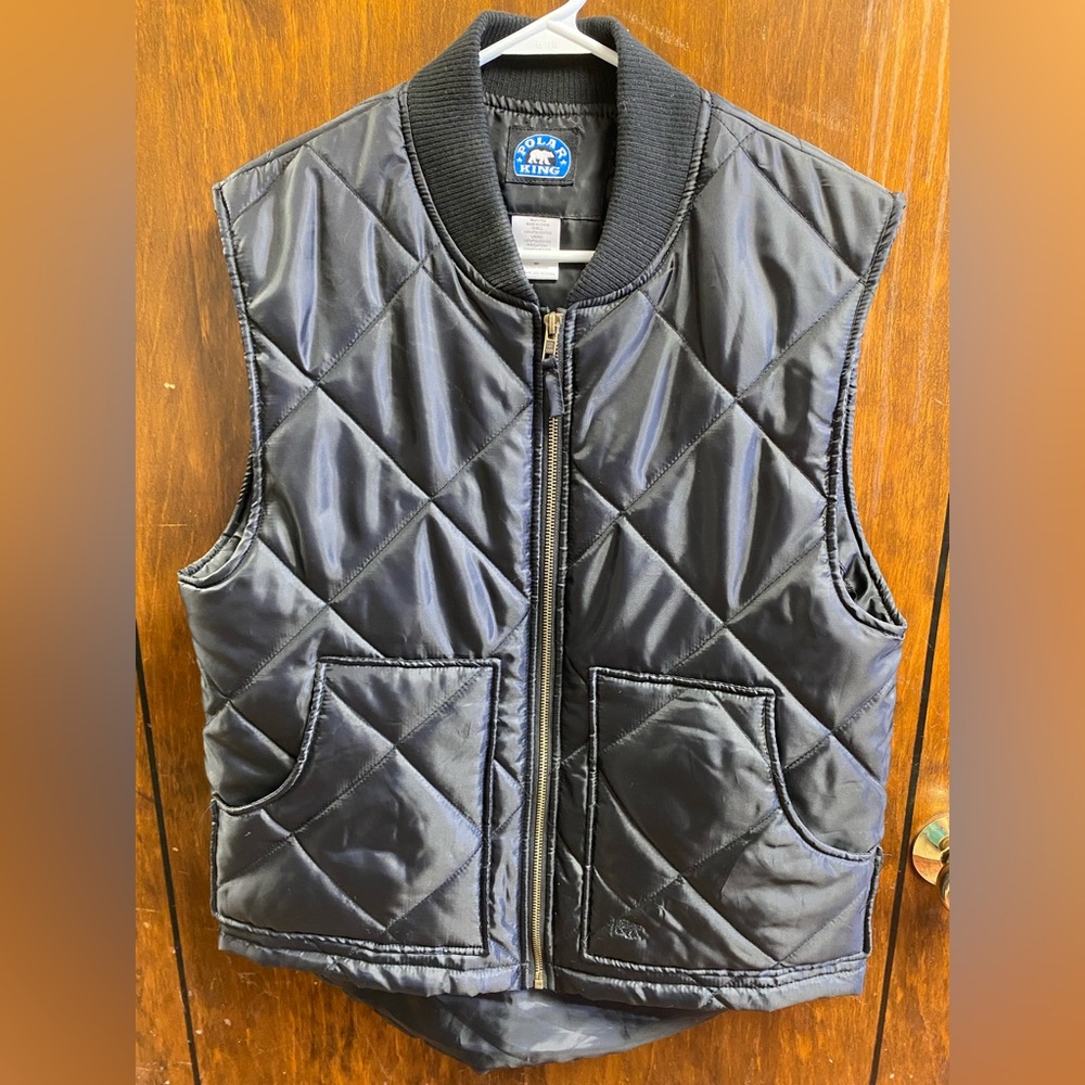 Polar King by Key Puffer Vest Mens Size Medium Black Outdoor Zip Collar Quilted